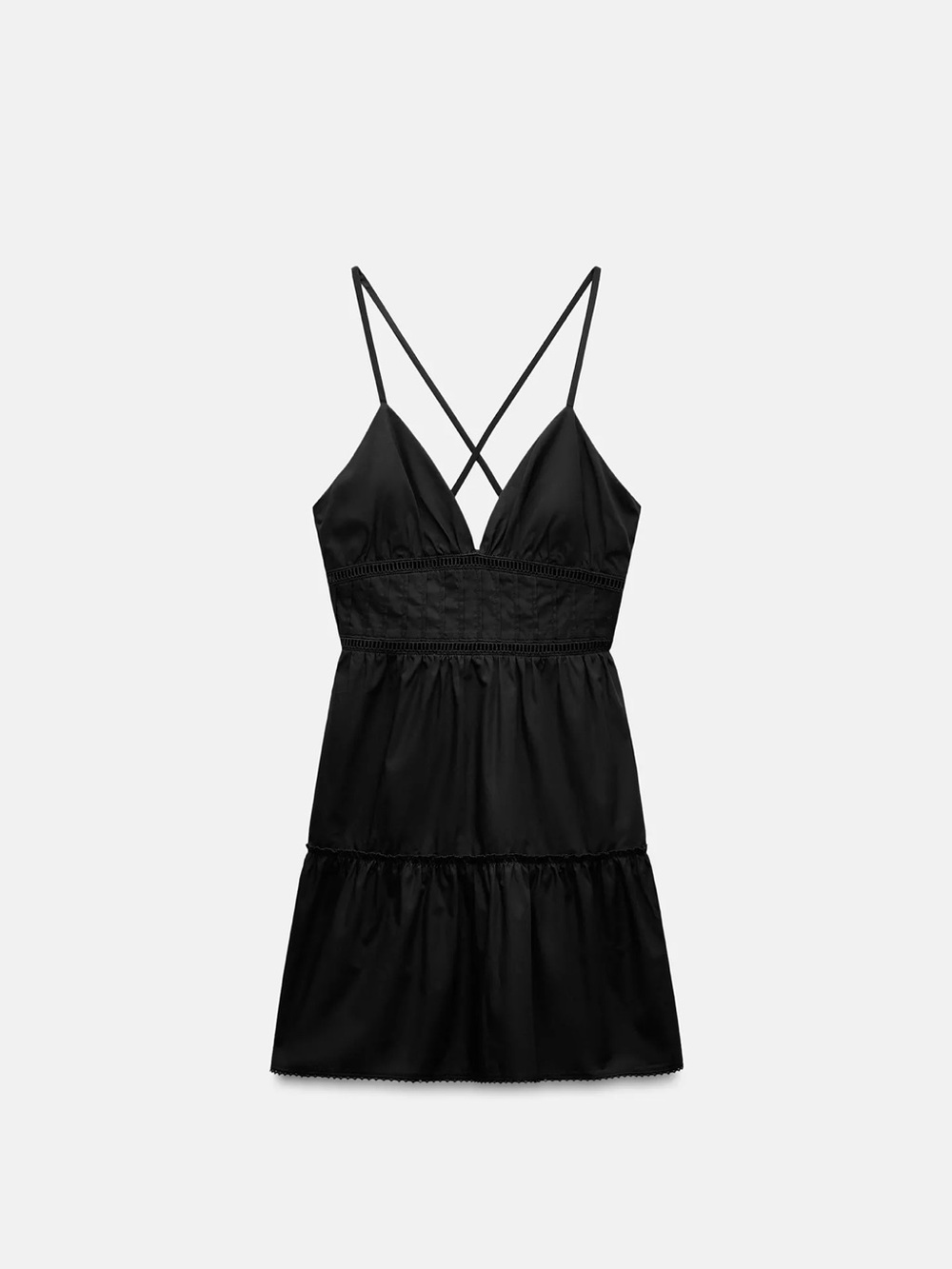 Women's Black V-Neck Tiered Summer Dress